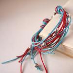 waxed cotton - red turquoi..