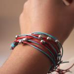 waxed cotton - red turquoi..