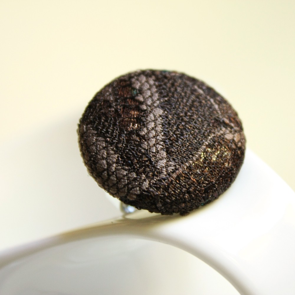 ring lace and fabric brown adjustable - chic chocolate