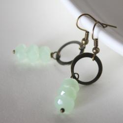 ice mint green - earrings - crystal rondelles light green antique bronze simple elegant